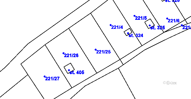 Parcela st. 221/25 v KÚ Protivanov, Katastrální mapa