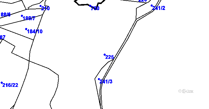 Parcela st. 225 v KÚ Protivanov, Katastrální mapa