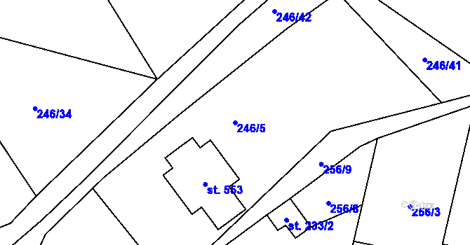 Parcela st. 246/5 v KÚ Protivanov, Katastrální mapa