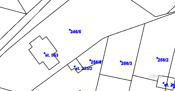 Parcela st. 256/9 v KÚ Protivanov, Katastrální mapa