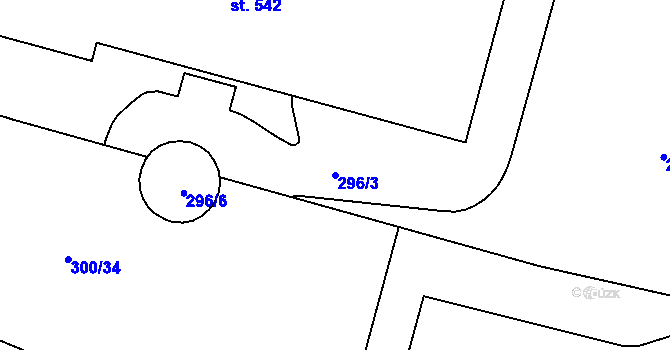 Parcela st. 296/3 v KÚ Protivanov, Katastrální mapa