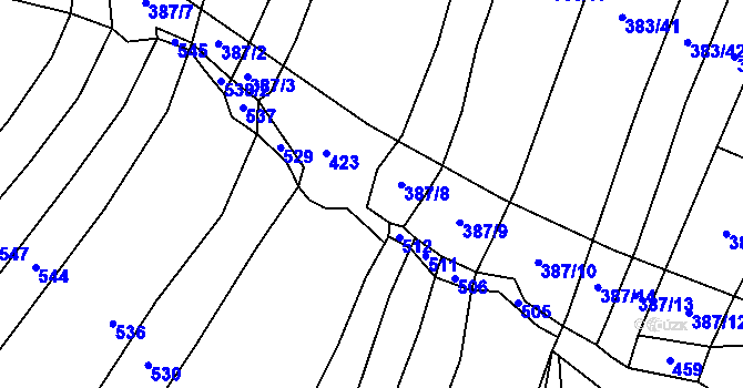 Parcela st. 387 v KÚ Protivanov, Katastrální mapa