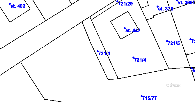 Parcela st. 721/1 v KÚ Protivanov, Katastrální mapa