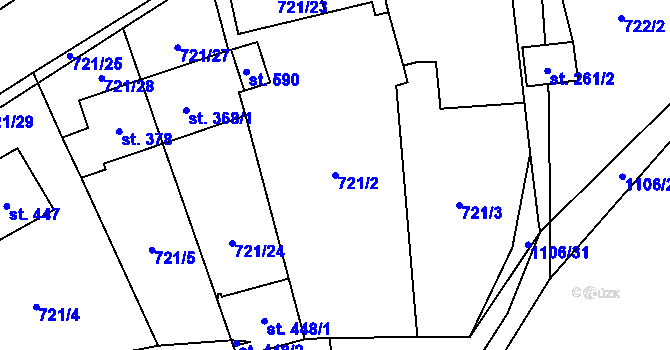 Parcela st. 721/2 v KÚ Protivanov, Katastrální mapa