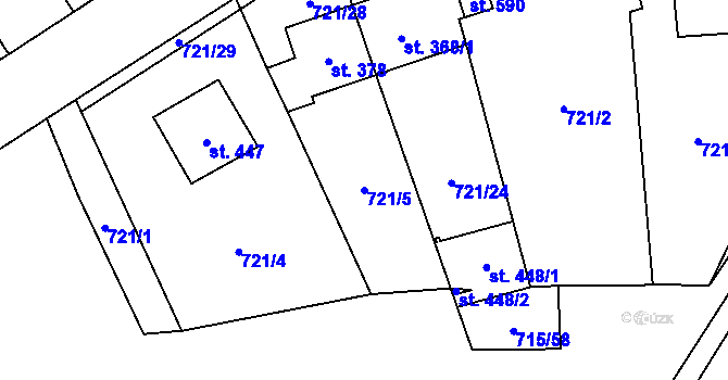 Parcela st. 721/5 v KÚ Protivanov, Katastrální mapa