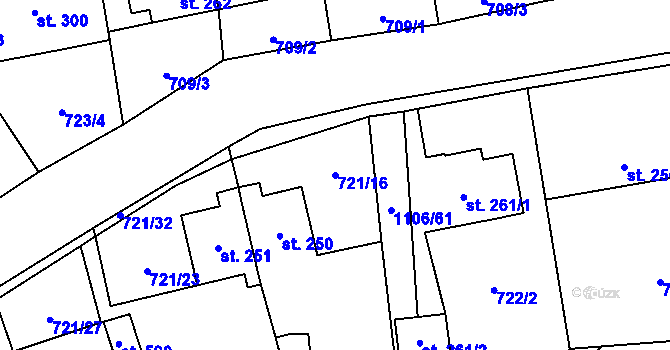 Parcela st. 721/16 v KÚ Protivanov, Katastrální mapa