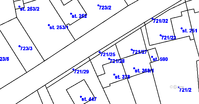 Parcela st. 721/25 v KÚ Protivanov, Katastrální mapa