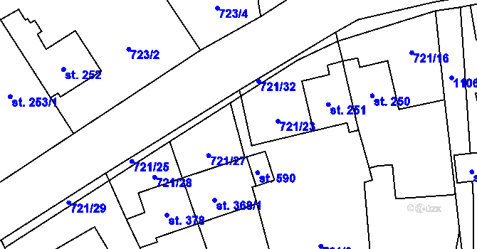 Parcela st. 721/26 v KÚ Protivanov, Katastrální mapa