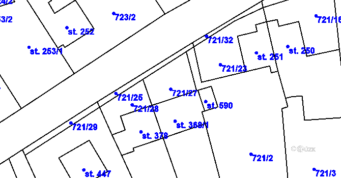 Parcela st. 721/27 v KÚ Protivanov, Katastrální mapa