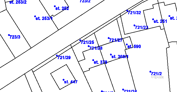 Parcela st. 721/28 v KÚ Protivanov, Katastrální mapa