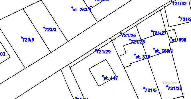 Parcela st. 721/29 v KÚ Protivanov, Katastrální mapa