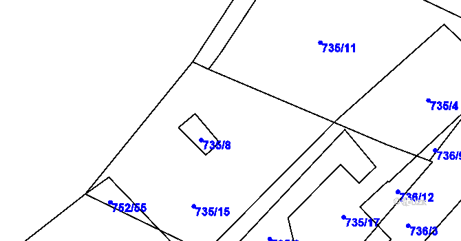 Parcela st. 735/2 v KÚ Protivanov, Katastrální mapa