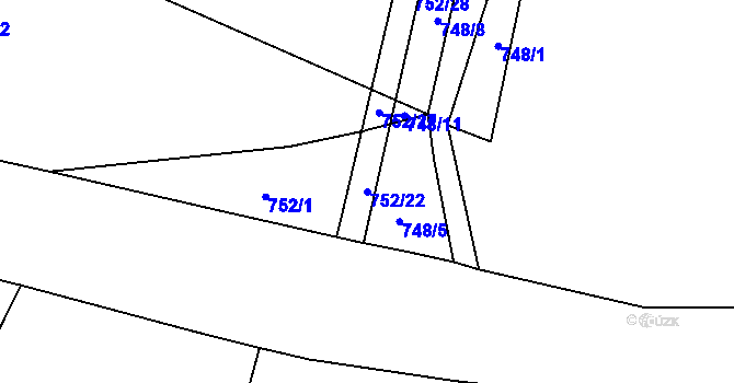 Parcela st. 752/22 v KÚ Protivanov, Katastrální mapa