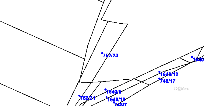Parcela st. 752/23 v KÚ Protivanov, Katastrální mapa
