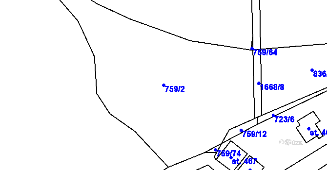 Parcela st. 759/2 v KÚ Protivanov, Katastrální mapa