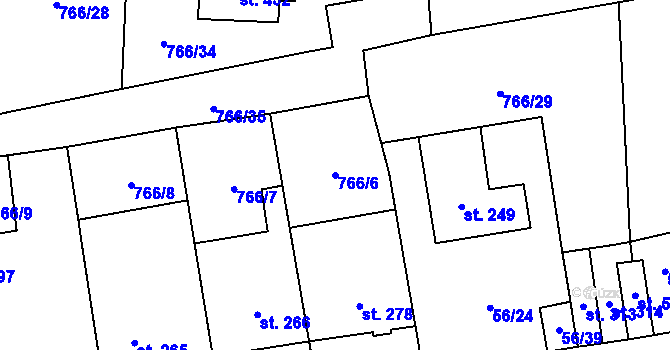 Parcela st. 766/6 v KÚ Protivanov, Katastrální mapa