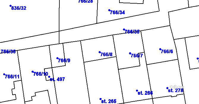 Parcela st. 766/8 v KÚ Protivanov, Katastrální mapa