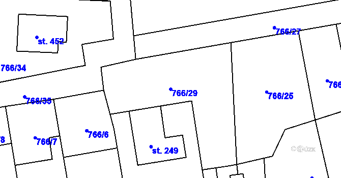 Parcela st. 766/29 v KÚ Protivanov, Katastrální mapa