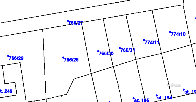 Parcela st. 766/30 v KÚ Protivanov, Katastrální mapa