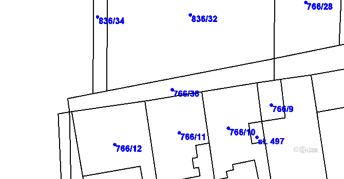 Parcela st. 766/36 v KÚ Protivanov, Katastrální mapa