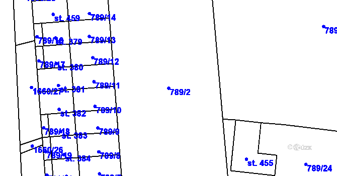 Parcela st. 789/2 v KÚ Protivanov, Katastrální mapa