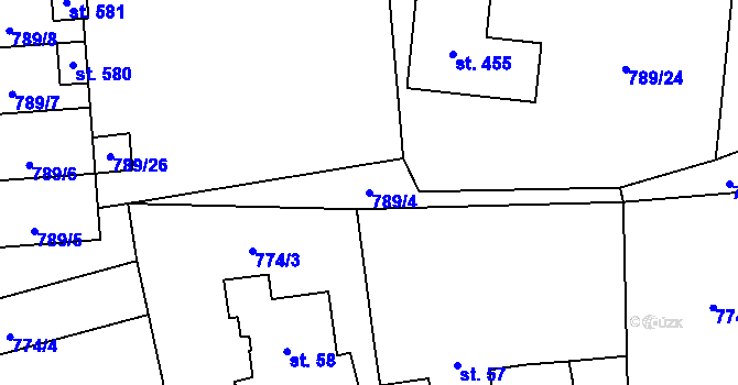 Parcela st. 789/4 v KÚ Protivanov, Katastrální mapa