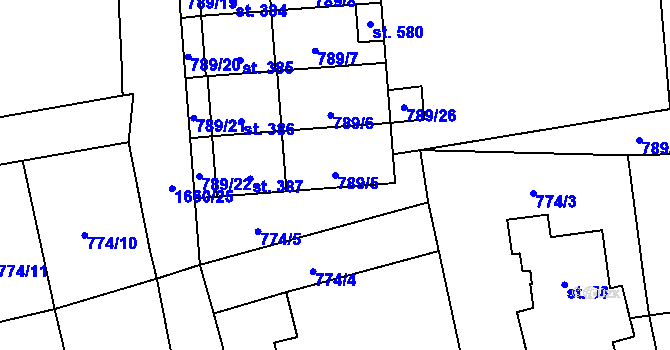 Parcela st. 789/5 v KÚ Protivanov, Katastrální mapa