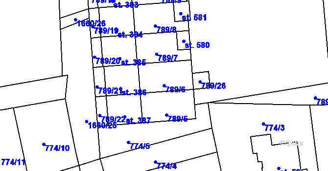 Parcela st. 789/6 v KÚ Protivanov, Katastrální mapa