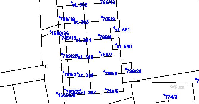 Parcela st. 789/7 v KÚ Protivanov, Katastrální mapa