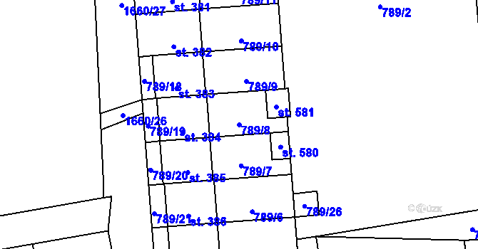 Parcela st. 789/8 v KÚ Protivanov, Katastrální mapa