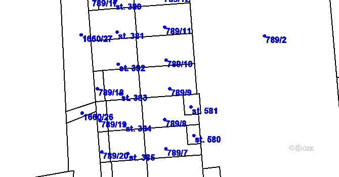 Parcela st. 789/9 v KÚ Protivanov, Katastrální mapa