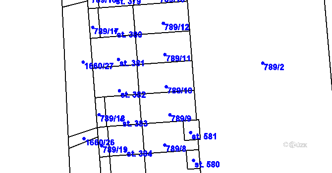 Parcela st. 789/10 v KÚ Protivanov, Katastrální mapa