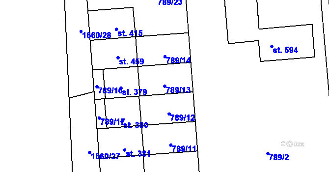 Parcela st. 789/13 v KÚ Protivanov, Katastrální mapa