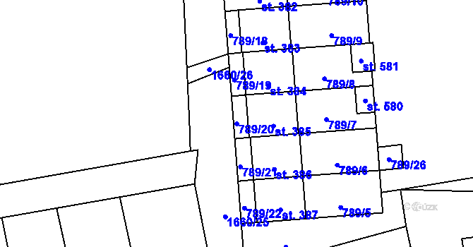Parcela st. 789/20 v KÚ Protivanov, Katastrální mapa