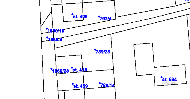 Parcela st. 789/23 v KÚ Protivanov, Katastrální mapa