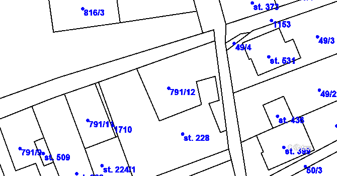 Parcela st. 791/12 v KÚ Protivanov, Katastrální mapa