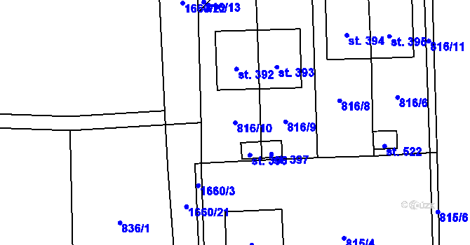 Parcela st. 816/10 v KÚ Protivanov, Katastrální mapa