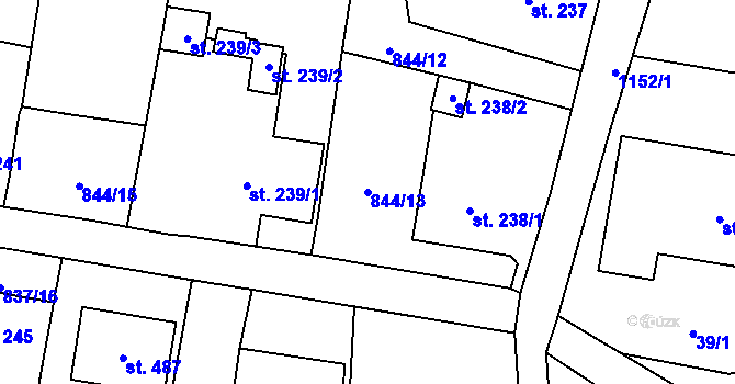 Parcela st. 844/13 v KÚ Protivanov, Katastrální mapa
