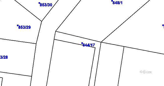 Parcela st. 844/17 v KÚ Protivanov, Katastrální mapa