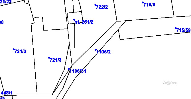 Parcela st. 1106/2 v KÚ Protivanov, Katastrální mapa