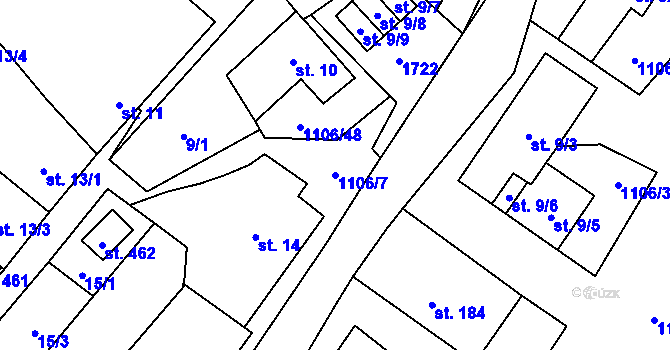 Parcela st. 1106/7 v KÚ Protivanov, Katastrální mapa
