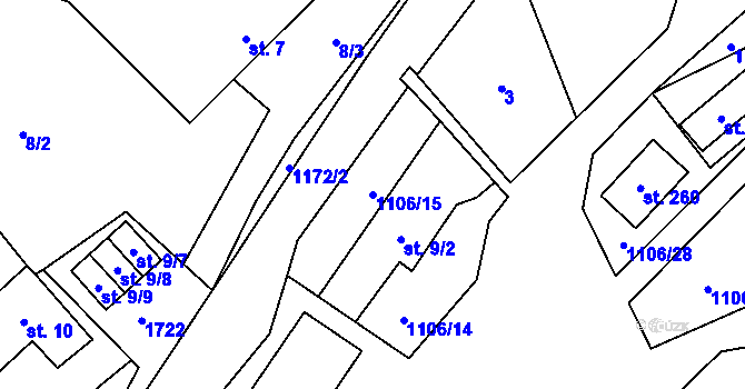 Parcela st. 1106/15 v KÚ Protivanov, Katastrální mapa