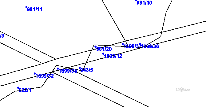 Parcela st. 1699/12 v KÚ Protivanov, Katastrální mapa