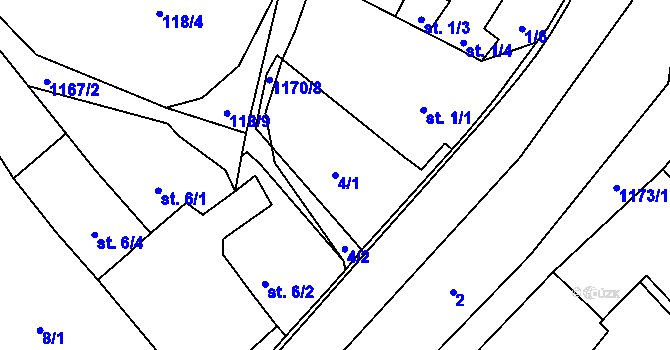 Parcela st. 4/1 v KÚ Protivanov, Katastrální mapa