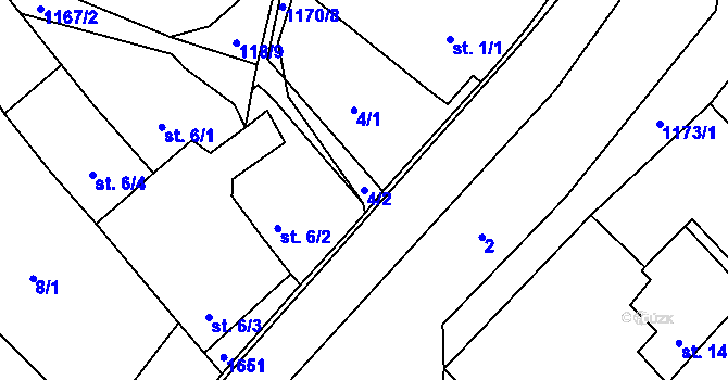 Parcela st. 4/2 v KÚ Protivanov, Katastrální mapa