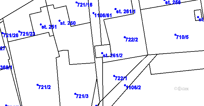Parcela st. 261/2 v KÚ Protivanov, Katastrální mapa