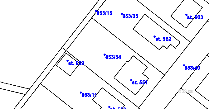 Parcela st. 853/34 v KÚ Protivanov, Katastrální mapa