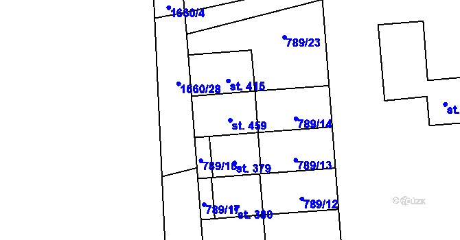Parcela st. 459 v KÚ Protivanov, Katastrální mapa