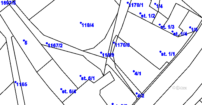 Parcela st. 118/9 v KÚ Protivanov, Katastrální mapa
