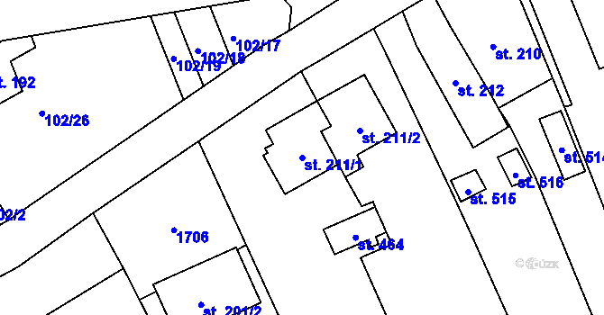 Parcela st. 211/1 v KÚ Protivanov, Katastrální mapa